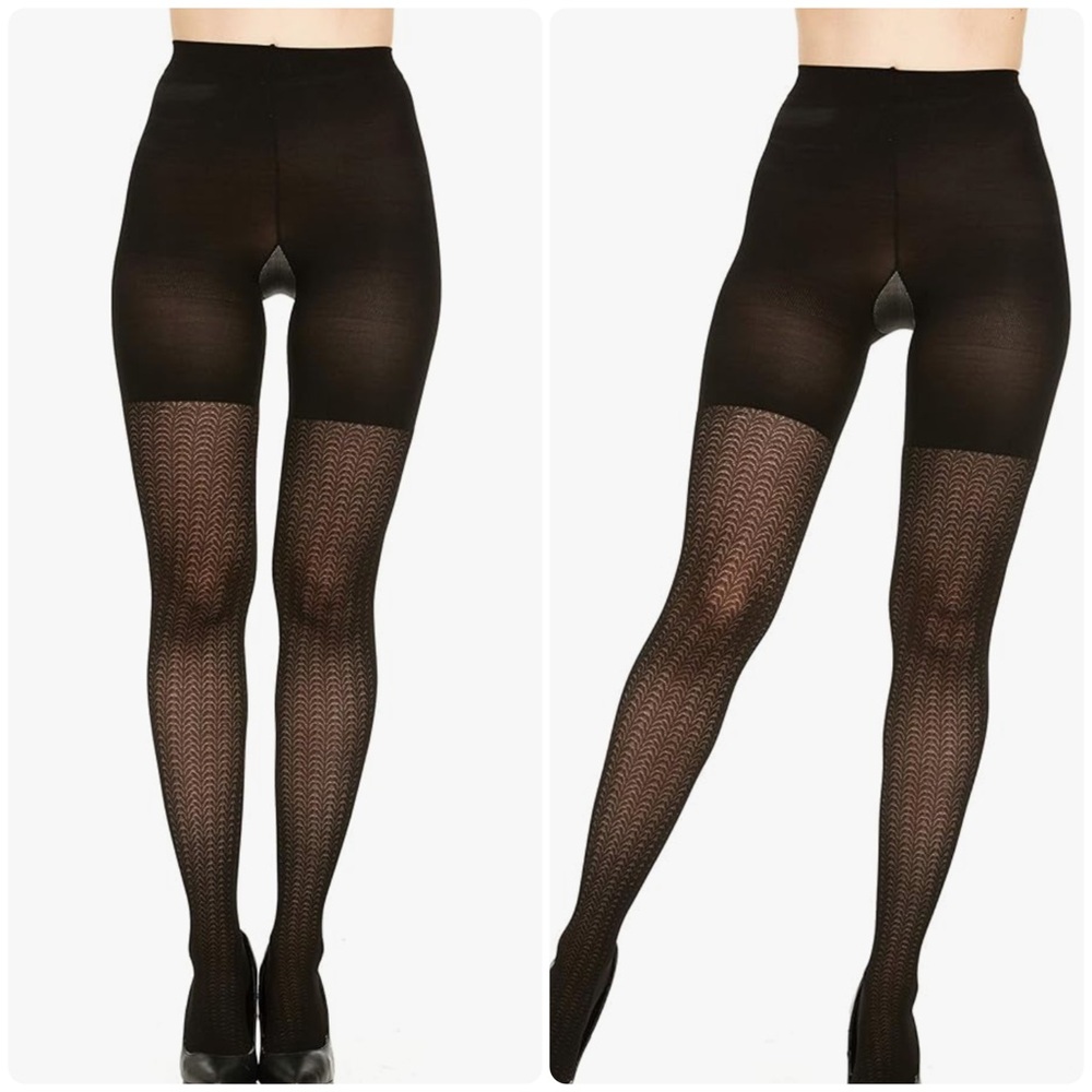 Assets By Sara Blakely Shaping Tights Size 3 Elegant Black Patterned Tights New